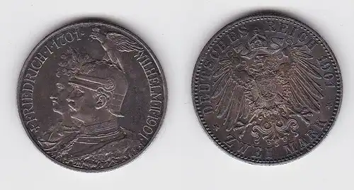 2 Mark Silbermünze Preussen 200 Jahre Königreich 1901 Jäger 105 f.vz (150596)