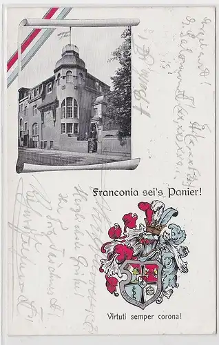 98504 Studentika Ak Landsmannschaft Franconia Leipzig - Frankenhaus Leipzig 1913