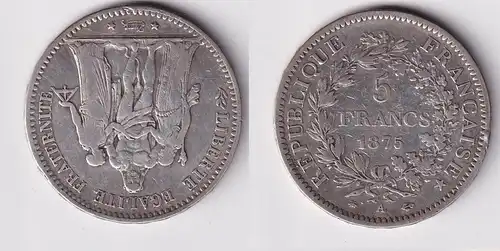 5 Franc Silber Münze Frankreich 1875 A ss (160382)