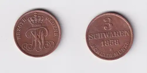 3 Schwaren Kupfer Münze Oldenburg 1858 B ss+ (157790)