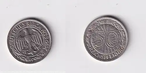 50 Pfennig Nickel Münze Weimarer Republik 1928 D f.vz (157507)