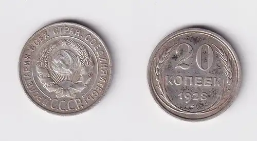 20 Kopeken Silber Münze Russland 1928 ss (150153)