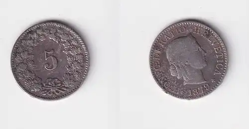 5 Rappen Kupfer Nickel Münze Schweiz 1879 B f.ss (148649)