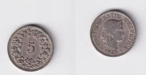 5 Rappen Kupfer Nickel Münze Schweiz 1882 B ss (146547)