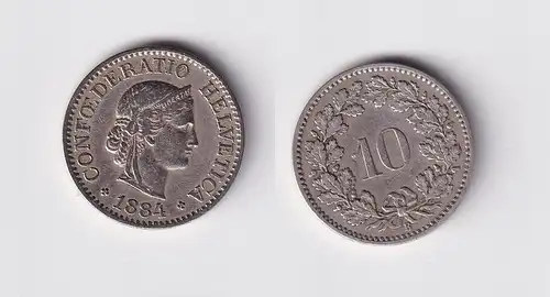 10 Rappen Kupfer Nickel Münze Schweiz 1884 B ss (143443)