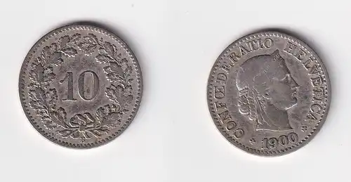 10 Rappen Kupfer Nickel Münze Schweiz 1900 B (144548)