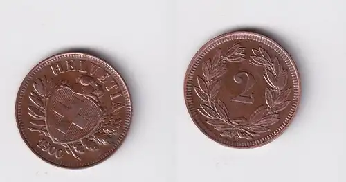 2 Rappen Kupfer Münze Schweiz 1900 B vz (147355)