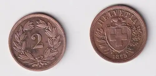 2 Rappen Kupfer Münze Schweiz 1875 B ss (148883)