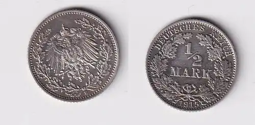 1/2 Mark Silber Münze Deutsches Reich 1915 E vz  (140984)