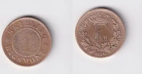 1 Skilling Rigsmont Kupfer Münze Dänemark 1856 ss (143890)