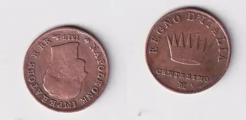 1 Centesimo Kupfer Münze Italien unter Napoleon 1813 M ss+ (141635)