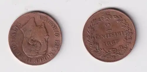 2 Centesimi Kupfer Münze Italien 1867 M ss (146973)
