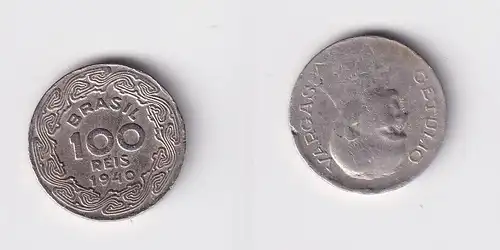 100 Reis Kupfer Nickel Münze Brasilien 1940 Cetulio Vargas ss (141912)