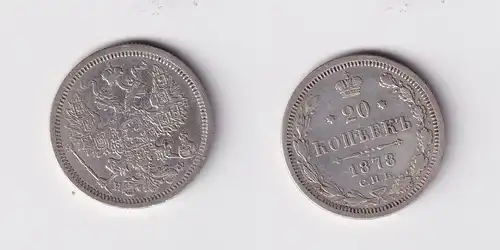 20 Kopeken Silber Münze Russland 1878 ss (141351)