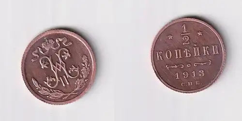 1/2 Kopeke Kupfer Münze Russland 1913 vz (141433)