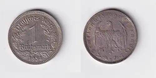 1 Mark Nickel Münze III.Reich 1934 E Jäger Nr. 354 (140282)
