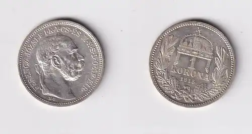 1 Krone Silber Münze Ungarn 1915 vz+ (144158)