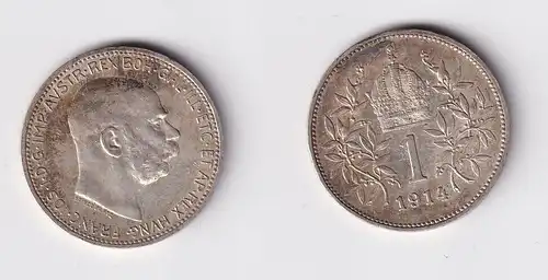 1 Krone Silber Münze Österreich 1914 vz (144176)