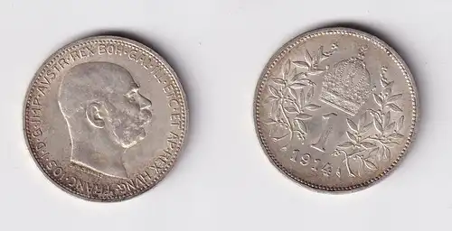 1 Krone Silber Münze Österreich 1914 f.vz (147411)
