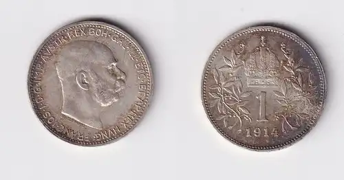 1 Krone Silber Münze Österreich 1914 f.vz (148644)