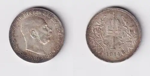 1 Krone Silber Münze Österreich 1914 f.vz (147297)