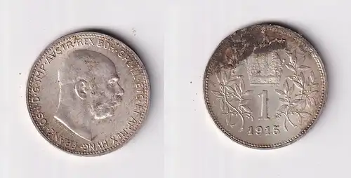 1 Krone Silber Münze Österreich 1915 ss (144367)