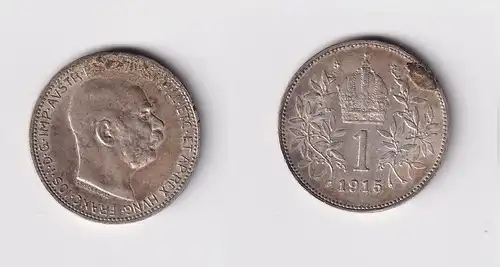 1 Krone Silber Münze Österreich 1915 ss (149198)