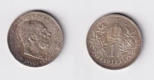 1 Krone Silber Münze Österreich 1915 vz (149785)