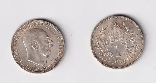 1 Krone Silber Münze Österreich 1916 f.vz (144634)