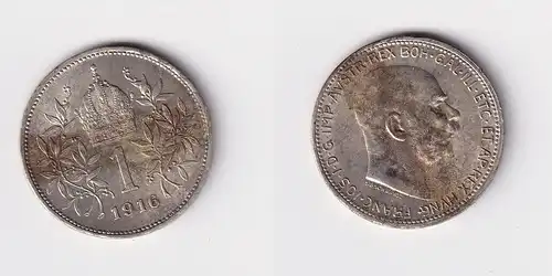 1 Krone Silber Münze Österreich 1916 f.vz (142347)