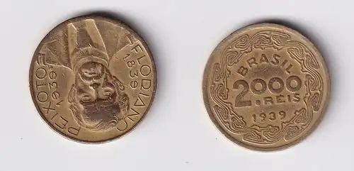 2000 Reis Messing Münze Brasilien 1939 Floriano Peixoto ss (162091)