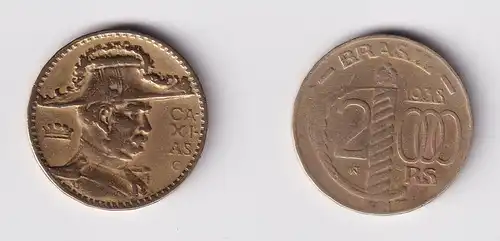 2000 Reis Messing Münze Brasilien 1938 CAXIAS ss (160370)