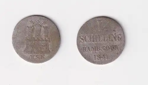 1 Schilling Silber Münze Hamburg 1841 s/ss (152256)