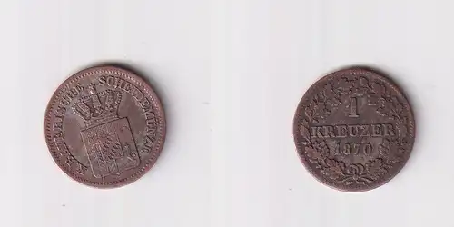 1 Kreuzer Billon Münze Bayern 1870 ss (157808)