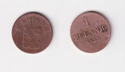 1 Pfennig Kupfer Münze Sachsen 1859 F f.ss (151330)
