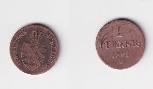 1 Pfennig Kupfer Münze Sachsen-Altenburg 1863 B f.ss (157558)