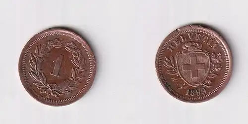 1 Rappen Kupfer Münze Schweiz 1899 B ss (158850)