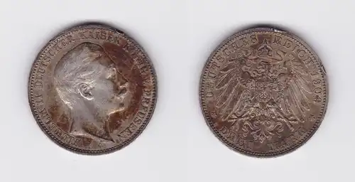 3 Mark Silbermünze Preussen Kaiser Wilhelm II 1909 Jäger 103  (119637)