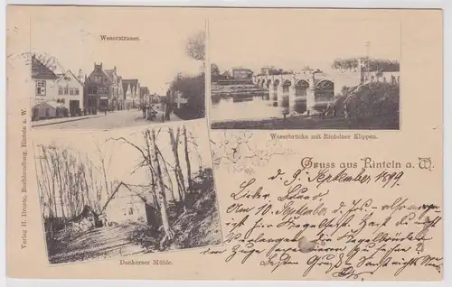 902190 Mehrbild Ak Gruß aus Rinteln Dankerser Mühle, Weserstraße usw. 1899