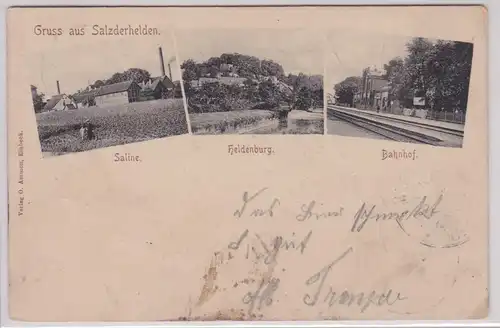 902922 Mehrbild Ak Gruß aus Salzderhelden Saline, Heldenburg, Bahnhof 1903