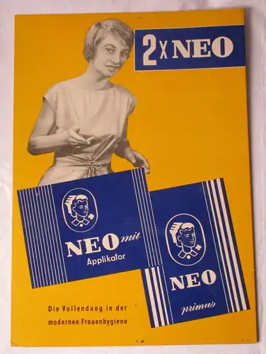 Reklame Pappschild Neo mit Applikator + Neo primus moderne Frauenhygiene /156666