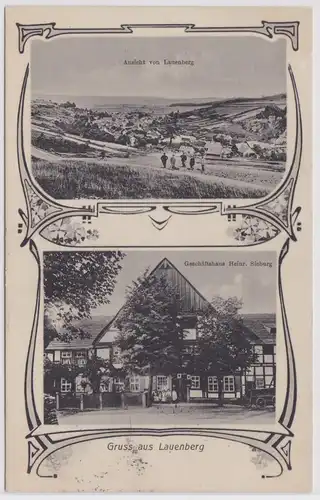 903175 Mehrbild Ak Gruß aus Lauenberg Totalansicht, Geschäftshaus 1911