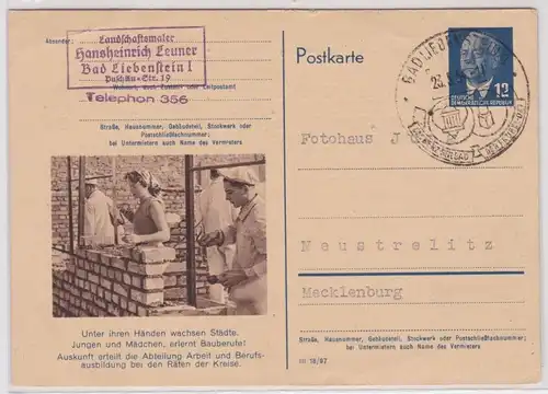 902332 GS Postkarte DDR Jungen und Mädchen erlernt Bauberufe! 1954