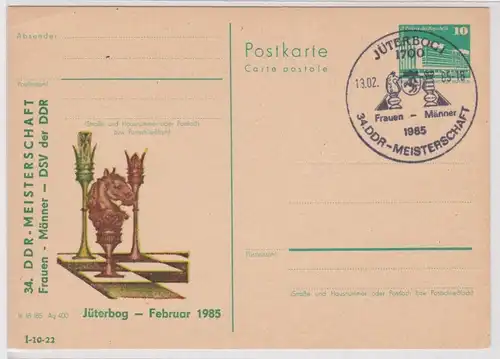 902229 GS Postkarte 34.DDR Schach Meisterschaften Jüterbog 1985