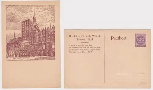 74976 Ganzsachen Postkarte Nedderdütsch Woch Stralsund 1923