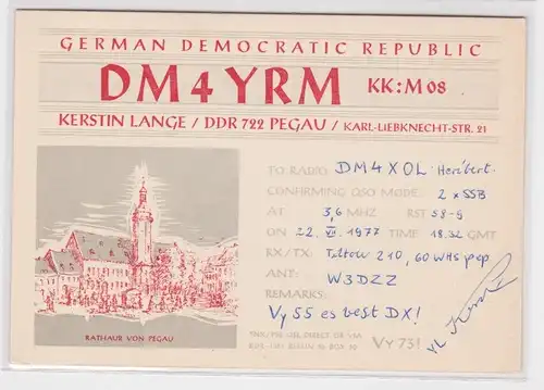 30251 QSL Karte Funker Funkamateur DDR Rathaus von Pegau 1977