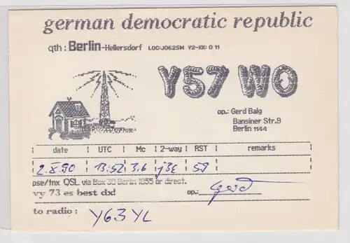 6143 QSL Karte Funker Funkamateur Berlin-Hellersdorf 1991