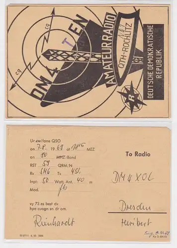 10428 QSL Karte Funker DDR Amateurradio Rochlitz 1969