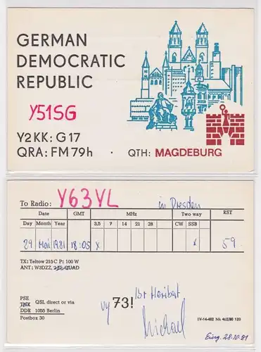 62265 QSL Karte Funker DDR Magdeburg 1981