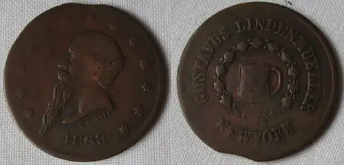 USA Bürgerkriegs Bronze Token Gustavus Lindenmueller New York 1863 (162445)